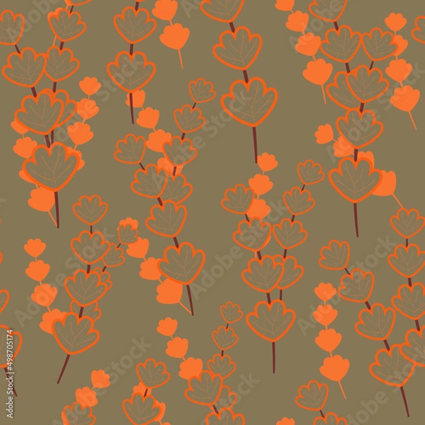 Fototapeta plants and leaves seamless pattern. Small colorful multicolor plants and leaves. EPS, vector, illustration.