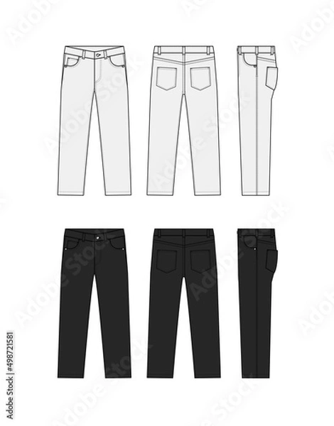 Obraz Straight jeans pants vector template illustration set