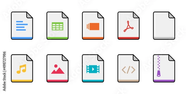 Fototapeta File type icon pack, black outline style