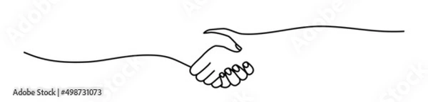 Fototapeta Handshake, agreement, introduction banner hand drawn with single line