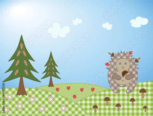 Obraz Hedgehog and mushroom