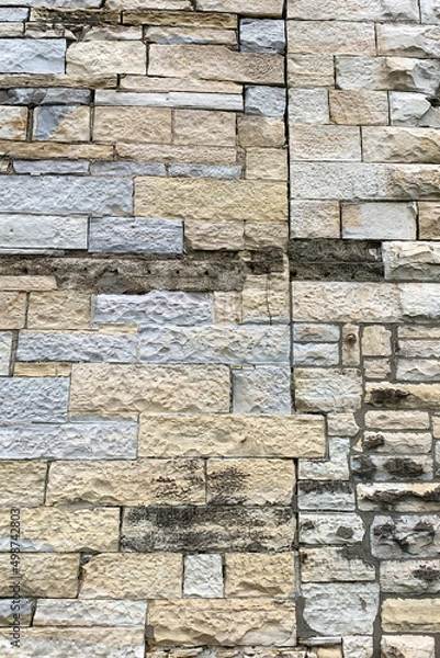 Obraz Grey and brown textured block wall