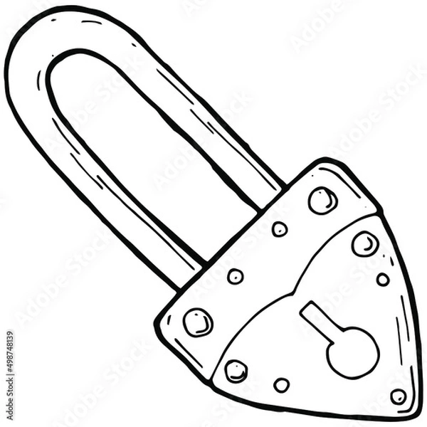 Obraz hand drawn padlock in doodle style