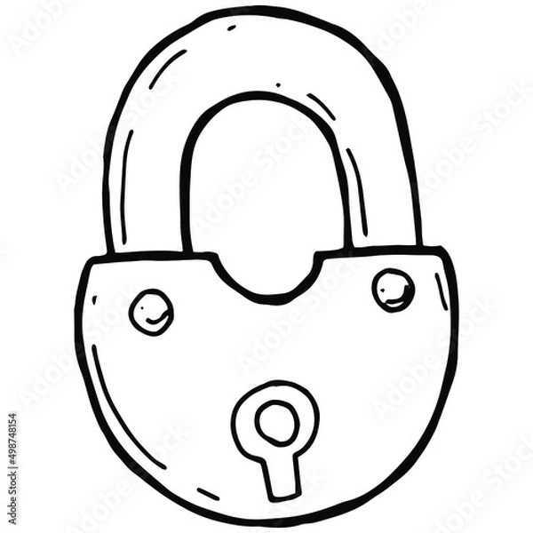 Fototapeta hand drawn padlock in doodle style