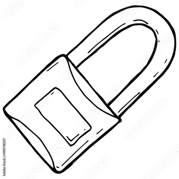 Obraz hand drawn padlock in doodle style