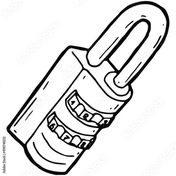 Obraz hand drawn padlock in doodle style