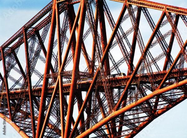 Obraz Forth Rail Bridge across the Firth of Forth near Edinburgh in Lothian Region of Scotland, UK.  Built by Sir John Fowler