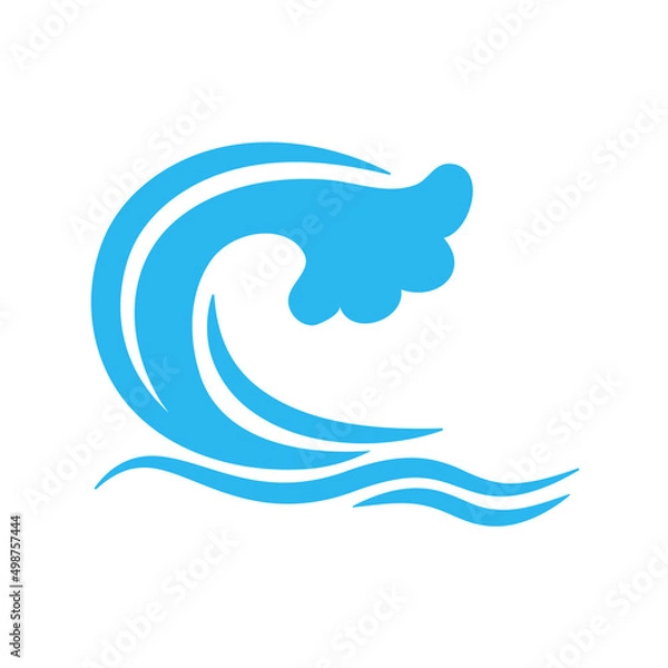 Fototapeta blue water wave line icon in the sea