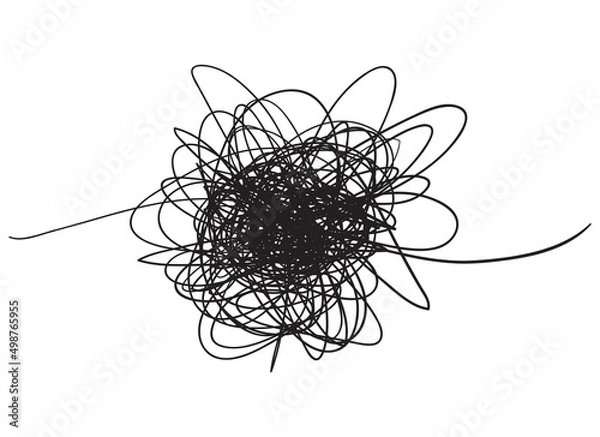 Fototapeta Chaos. Abstract tangled texture. Random chaotic lines. Hand drawn dinamic scrawls. Black and white illustration. Background with lines. Universal pattern. Art creation