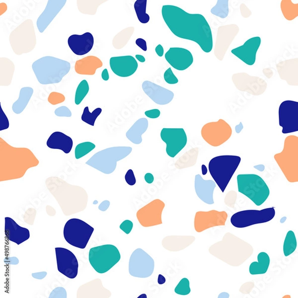 Fototapeta Colorful seamless pattern with imitation of Venetian terrazzo. Marble texture with fragments of stone. Abstract vector illustration