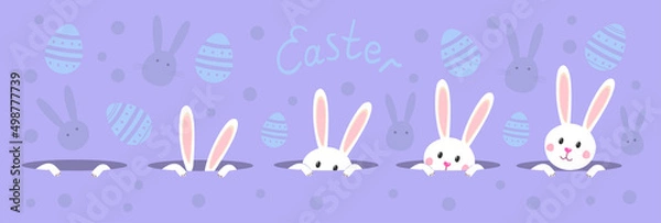 Fototapeta Set icon Easter rabbit, easter Bunny. Flat vector illustration.Easter banner.
