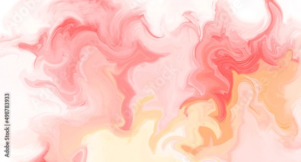 Fototapeta Luxurious colorful liquid marble surfaces design. Abstract orang acrylic pours liquid marble surface design. Beautiful fluid abstract paint background. close-up fragment acrylic painting on canvas.