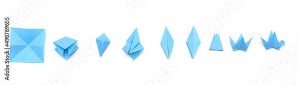 Obraz Step-by-step origami crane folding