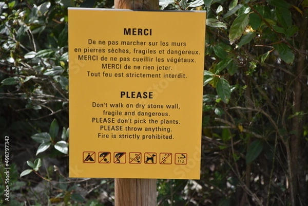 Obraz Panneau français/anglais 