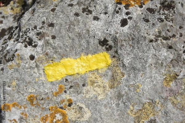 Obraz Balisage jaune sur pierre
