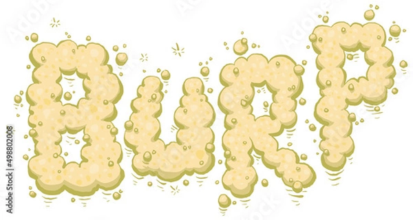 Obraz Cartoon of the word burp as floating clouds of stinky exhaled gas.
