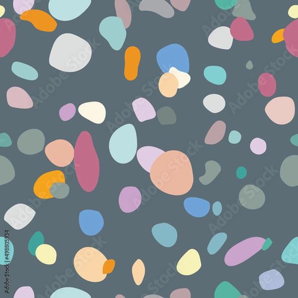 Fototapeta Random scattered shapes, colorful mosaic pattern, abstract stone texture, terrazzo inspired design
