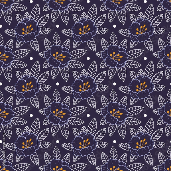 Fototapeta Seamless pattern with flowers