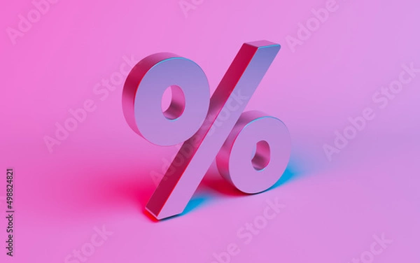 Fototapeta The percentage sign is in tinted composition. Horizontal composition with copy space.