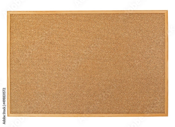 Fototapeta Cork board with wooden frame isolated on white background, blank cork texture for post a notice or reminder(with clipping path)