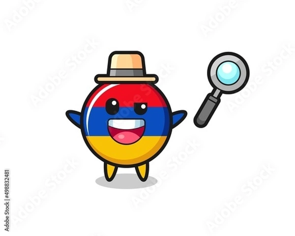 Fototapeta illustration of the armenia flag mascot as a detective who manages to solve a case