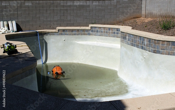 Obraz Residential Pool being drained and cleaned 