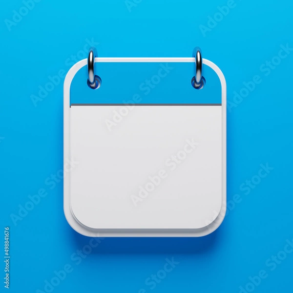 Fototapeta White colored calendar on blue-colored background. Square composition. Isolated with clipping path.
