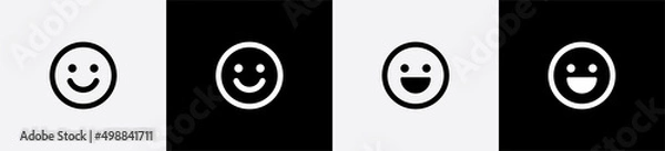 Fototapeta Happy smiley face or emoticon line art icon for apps and websites