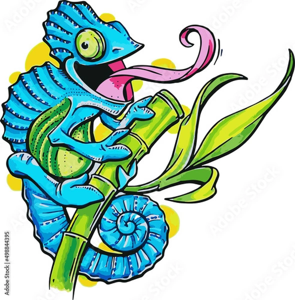 Obraz Chameleon Colorful Funny Vector Illustration