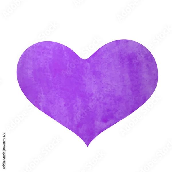 Obraz Vector illustration of a purple watercolor heart isolated on a white background.