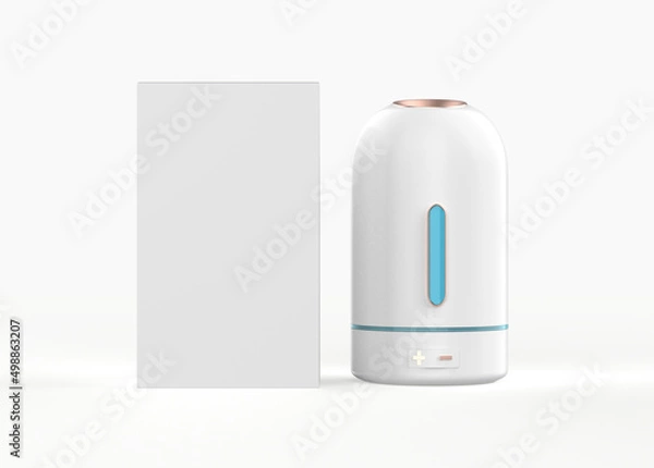 Fototapeta Auto 180 degree Rotating Mini humidifier usb humidifier car diffuser USB battery humidifier rechargeable. 3d illustration 