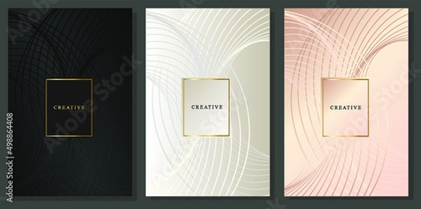 Fototapeta Black, white and pink luxury covers. Modern design with curved lines, Elegant background collection.
