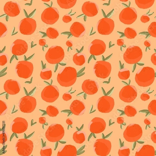 Fototapeta Seamless pattern with oranges