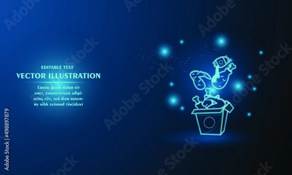 Obraz glow fried chicken on blue abstract background. simple blue background. Starlight background