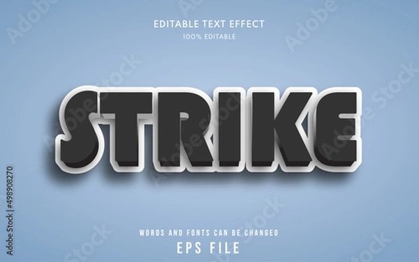 Obraz Strike text style effect editable, suitable for headline, title, lettering, etc