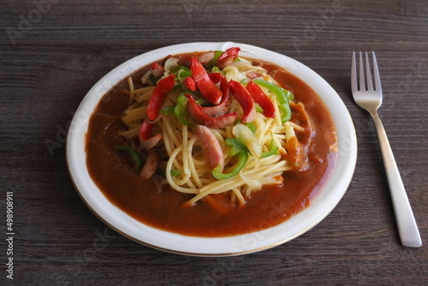 Obraz あんかけパスタとフォーク