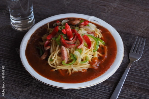 Obraz 自宅で食べるあんかけパスタ