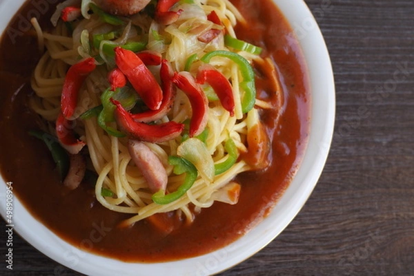 Obraz 名古屋飯あんかけパスタ俯瞰のアップ