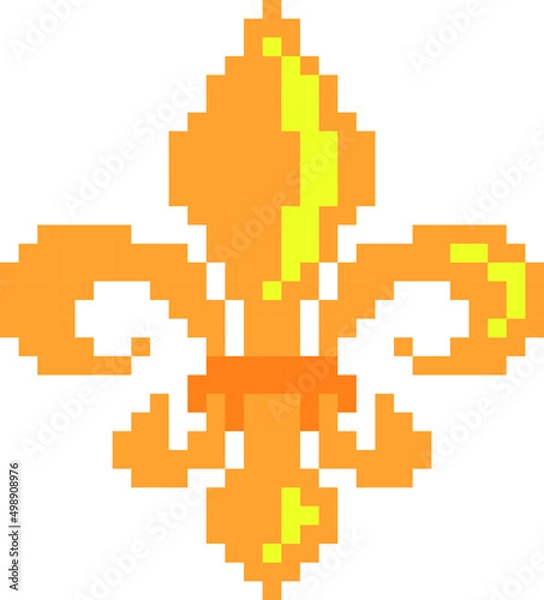 Fototapeta fleur de lis Pixel Art isolated on white Background. bit icon. Vector illustration. Pixel design illustration. Pixel art.