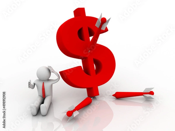 Fototapeta 3d rendering Dollar symbol with business man
