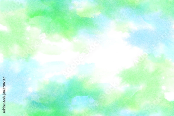 Fototapeta 空と新緑のイメージ　アブストラクト（水彩タッチ）