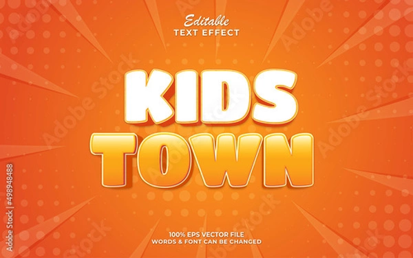 Fototapeta Kids town text, comic style editable text effect