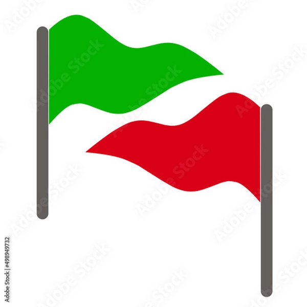 Fototapeta red flag and green flag icon vector