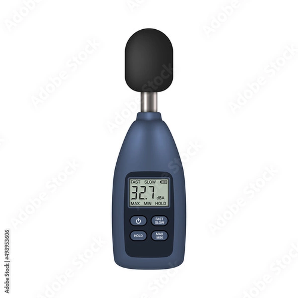 Fototapeta Portable digital sound level meter. Noise level meter. Vector illustration.