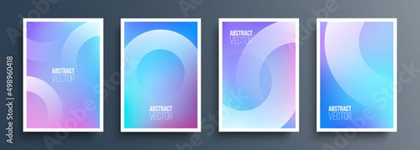 Fototapeta Set of abstract cover templates with soft gradient circles. Futuristic backgrounds with dynamic circle shapes and fluid colors for your graphic design. Vector illustration.