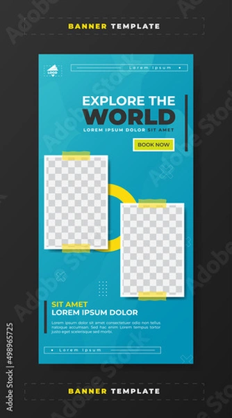 Obraz Explore and travel banner template design