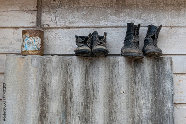Obraz Shoes in a farm