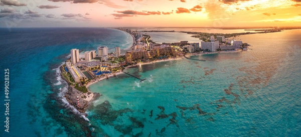 Obraz Cancun beach with beautiful sunset