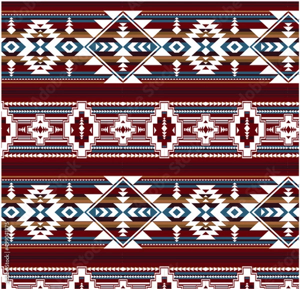 Obraz オルテガ柄総柄アカ系