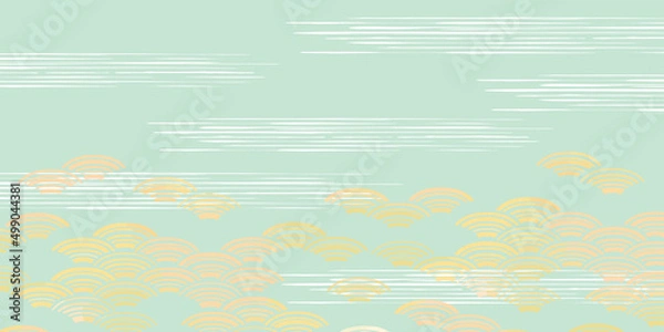 Fototapeta 波 和風イラスト背景